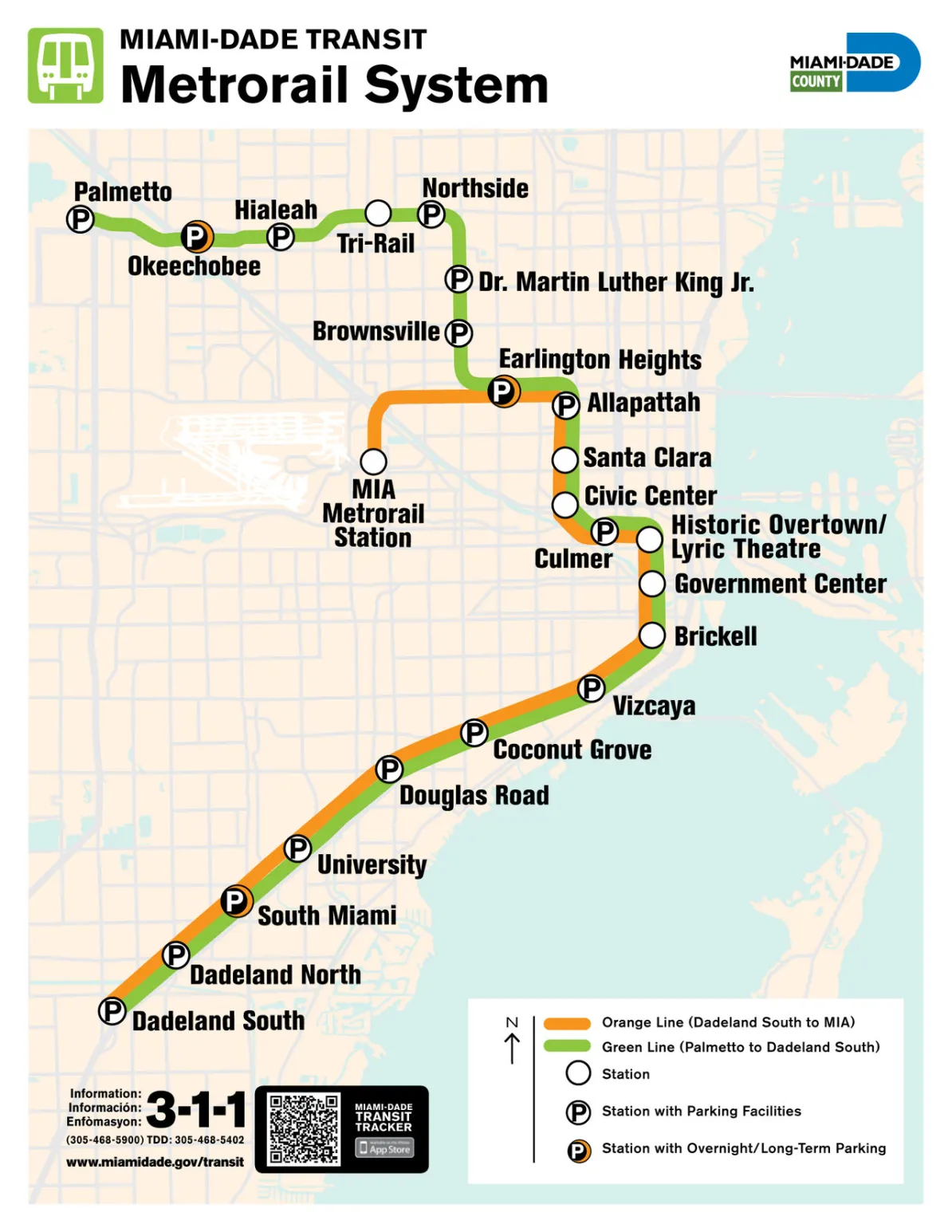 A map of Miami Metrorail.